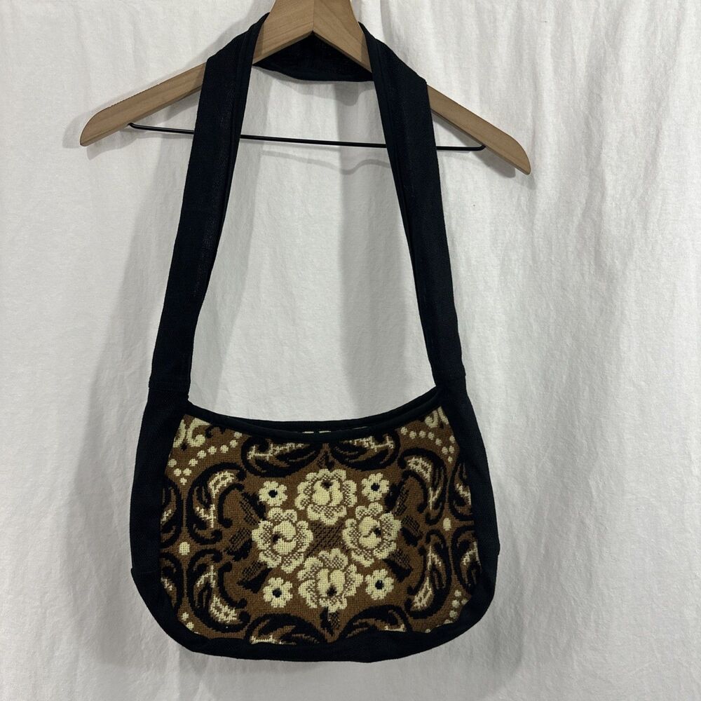 Unbranded Tapestry Black Cream Shoulder Bag Purse Womens O/S Boho Dark Romantic